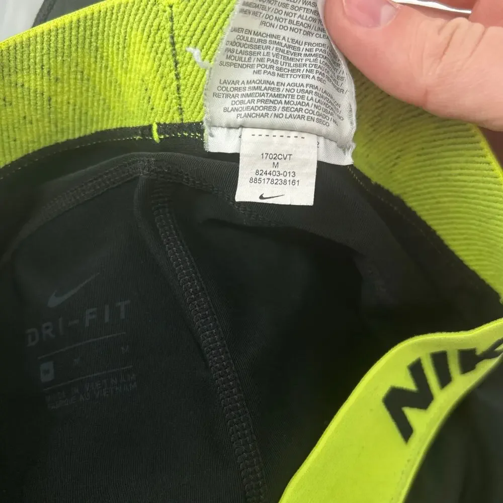 Womens Black Neon Green Nike Pro Dri-Fit Spandex 5